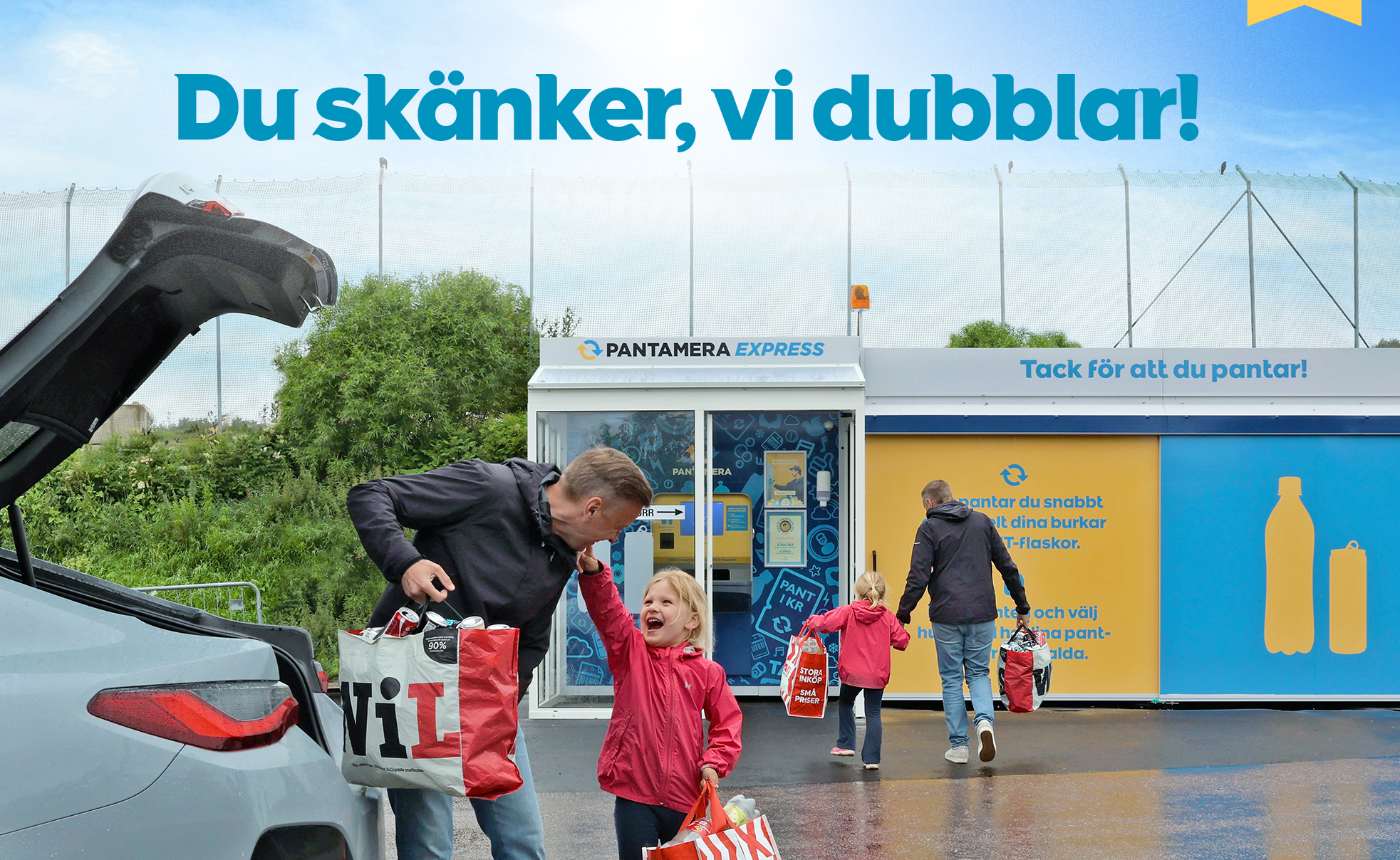 Pappa och dotter pantar