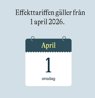 Effekttariffen gäller från 1 april 2026